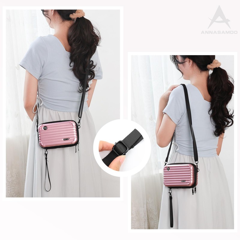ANNASAMDO Mini Suitcase, Shoulder Bag, Small Suitcase Bag, Handbag, Inner