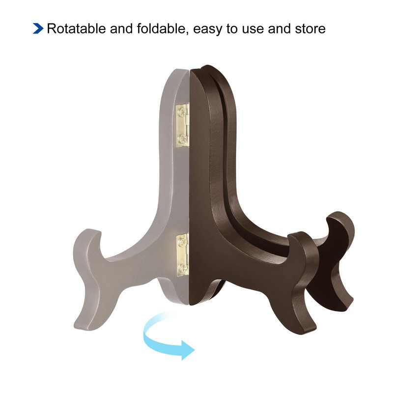 sourcing map 3pcs 4" Easel Plate Holder, Wooden Folding Display