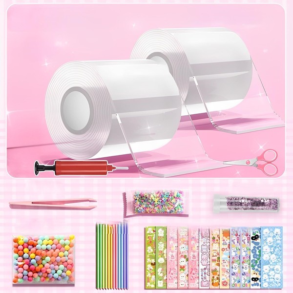 Nano Tape Bubbles Set for Children, 2 Rolls of Colourless Bubble Tape, Nano Tape Bubbles, Bubble Tape, DIY Craft Ideas for Bubbles, Double-Sided Tape for Homemade Balls, Nano Tape Ball