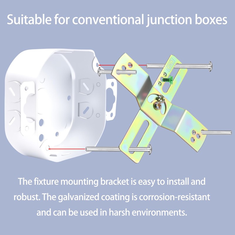 Light Fixture Mounting Brackets, Adjustable Mounting Plates for 4" J-Box,