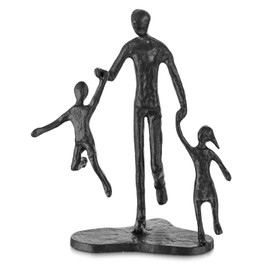 Sziqiqi Dad Son Iron Figurine Gifts - Father and Son Love Sculpture Decor for Fathers Day Birthday Wedding Christmas Sympathy Gifts for Dad Black Family Statue for New Dad Stepdad Son Grandson Husband