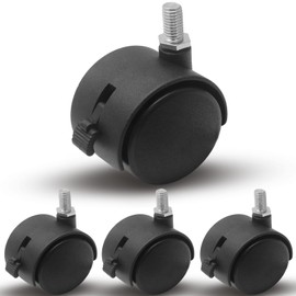 Zorfeter 2 Inch M8 Threaded Stem Casters Wheels with Brakes, Black Nylon Furniture Casters Set of 4, Heavy Duty Replacement Swivel Casters Wheels for Furniture, Cart, Cabinet, Shelf