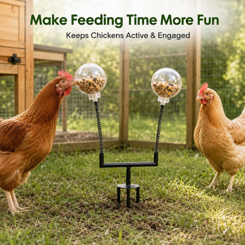 BingegePet Chicken Treat Dispenser Toy, 15.7-Inch Dual-Spring Slow Feeder with