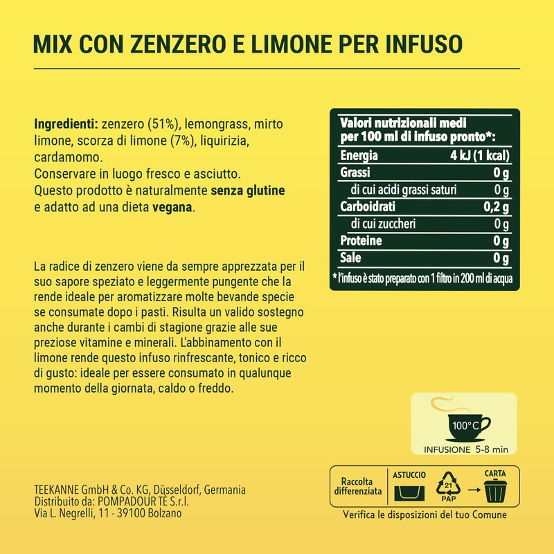 Pompadour, Infuso Zenzero e Limone, 60 Filtri (3 Confezioni da
