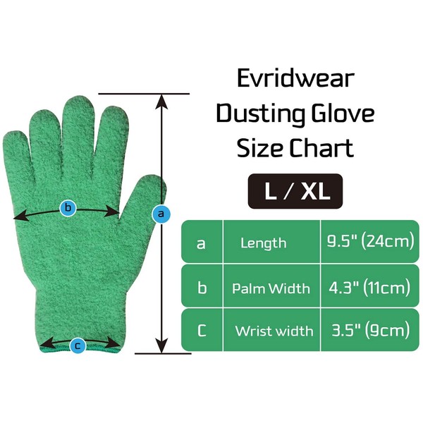 EvridWear Microfiber Auto Dusting Cleaning Gloves for House Cleaning (Green 2 Pairs)
