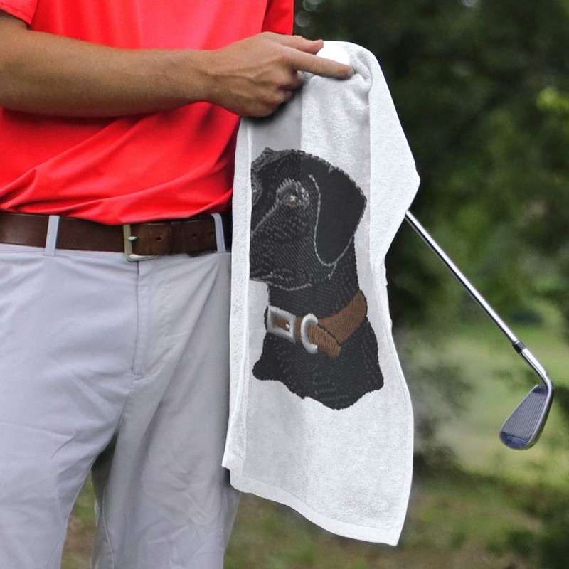 Style In Print Golf Towel Black Lab Head A Cotton
