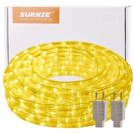 SURNIE Rope Lights Outdoor Waterproof 50ft Rope Lighting 110V Warm White Led Strip Lights Cuttable Connectable for Deck Patio, Indoor Outside Use