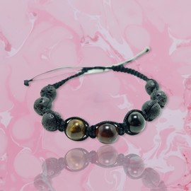 Tiger Eye Bracelet Lava Rock Stone Bracelet, Adjustable Tiger Eye Bracelet, Lava Bracelet Gifts for Men Women