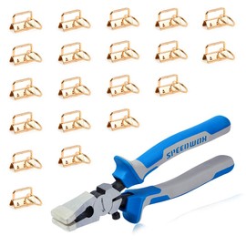 SPEEDWOX 20 Sets of Key Fob Pliers and 1.25 Inch Key Fob Hardware Sets with Keychain Split Rings Golden Webbing Fabric Strapping Glass Breaking Pliers Tools with Rubber Tips