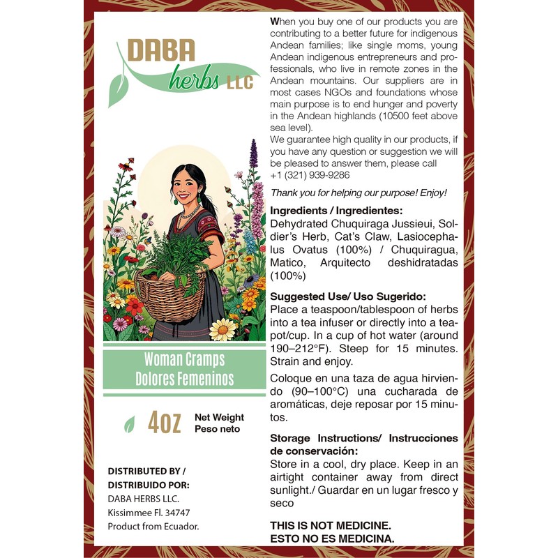 Cramps Tea (Te para dolores menstruales) herbal infusion, 4 oz