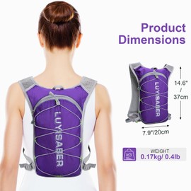 Outplea Ultralight Running Vest for Women & Men, Hydration Backpack with 2L Water Bladder, Comfortable Multipocket Running Hydration Vest for Hiking Cycling Climbing, Purple