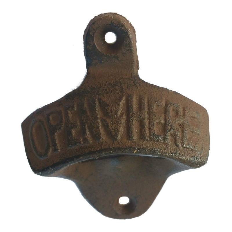 Rustic Farmhouse Wrought Iron Vintage Wall Mounted Beer Bottle Opener,