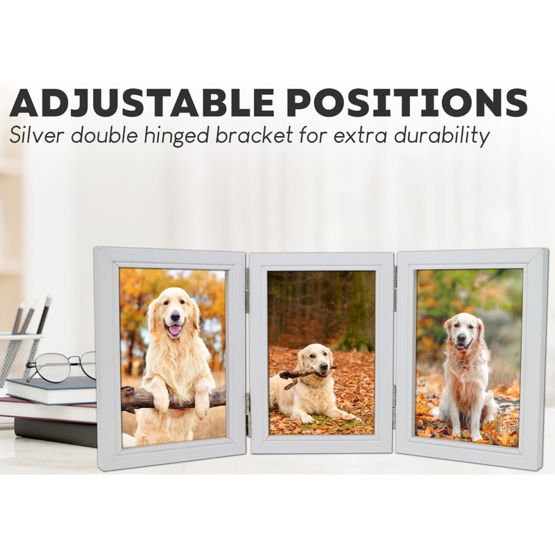 Triple Photo Picture Frame 6 x 4, White, Holds 3