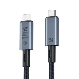 Besince USB4.0 Cable, USB4 Type-C to Type-C Cable, Video Output, 8K@60Hz, 40Gbps, PD, 240W, 48V/5A, PC, Tablet, Smartphone, High Speed Data Transfer, Fast Charging, 0.3m (Black)