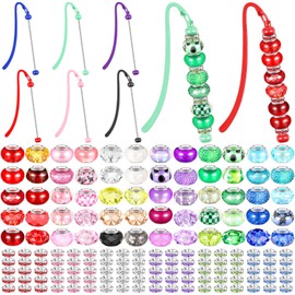 Kolldenn 156 Pcs Beadable Bookmarks DIY Metal Bar Bookmarks Bead Bookmarks Gifts Set 6 Beads Bookmark 150 Rhinestone Loose Bead for Student Teacher Birthday Supplies(Multicolored,Classic)