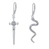 YAFEINI Gothic Snake Sword Earrings Sterling Silver Drop Leverback Earrings