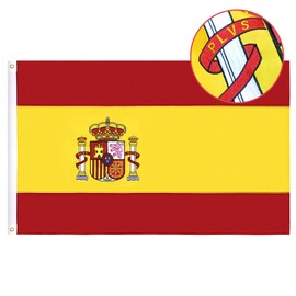 Spain Flag 3x5 Ft Outdoor, 210D Oxford Fabric Spanish Flag with Brass Grommets, 3x5 Feet Spain National Flag with Embroidered