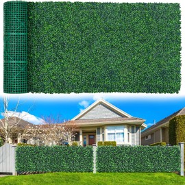 Yangrass Boxwood Roll Panels, 48"x140" (47 sqft) Artificial Ivy Privacy Fence Screen, UV-Anti Faux Boxwood Roll Grass Wall Panels for Garden Patio Balcony Privacy