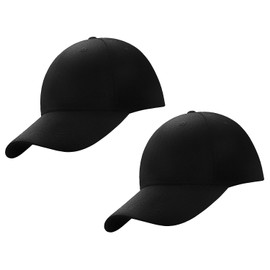 IkucheL Cap, Unisex, Beautiful Silhouette, Plain, Unisex, Large Size, UV Protection, Cotton, Black Set of 2