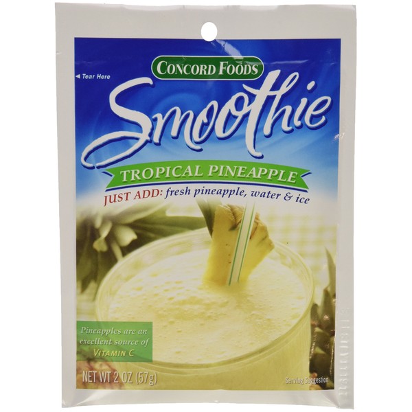 Concord Foods Tropical Pineapple Smoothie Mix, 2-Ounce Pouch (VALUE Pack of 18 Pouches)