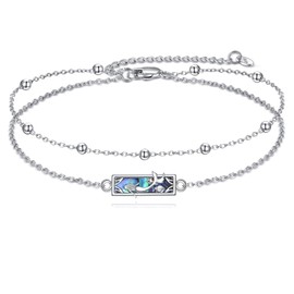 VONALA Mermaid Anklet 925 Sterling Silver Abalone Shell Ocean Jewelry Gifts for Women Mother Friends