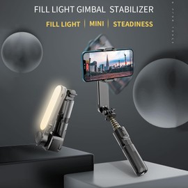 28.3-Inch Multi-Function Selfie Stick Desktop Tripod Gimbal Stabilizer with Telescoping Rod 6 Sections Anti-Shaking with Phone Clip Detachable Beauty Fill Light & Remote Control Compatible with