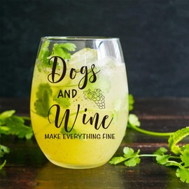 KFK Dog Mom Gifts For Women,Funny Dog Gift For Dog Lover,Her,Christmas,Birthday Gifts For Dog Mom,15oz Wine Glass For Dog Lovers