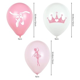 Uniquer 18Pcs Ballet Theme Balloons, Ballerina Birthday Party Decorations, Pink White Balloons, Girl Princess Birthday Party Decorations