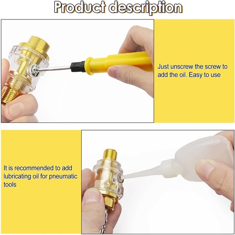 Inline Pipe Oil-1/4" BSP Mini Inline Lubricator for Air Tool
