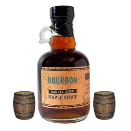 WOOD'S Vermont Bourbon Barrel Aged Maple Syrup – Premium Maple Syrup with Rich Flavor & Subtle Bourbon Notes – Ideal for Pancakes, Desserts, and Cocktails – 8.45 oz