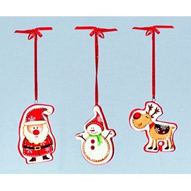 Toyland Set of 3-7cm Ceramic Hanging Character - Christmas Tree Decoration