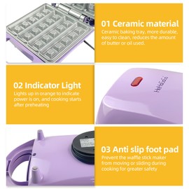 HeHoGoGo Waffle Stick Maker Mini Waffle Maker Iron Nonstick Pan