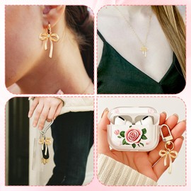 InnoHHustle 30 Pcs Gold Plated Bowknot Charms 2 Colors Alloy Bow Tie Charm Bow Charms for Jewelry Making Gold Bow Charm Pendant Connector for DIY Earrings Bracelet Necklaces