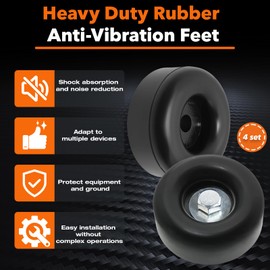 4-Pack Universal Heavy Duty Rubber Anti-Vibration Feet (1x2.5 Inches, Black)- Anti Vibration Pads for Pressure Washers, Generators, Air Compressors, Amplifiers & More - Shock Absorbing Stabilizer Pads