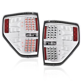 G-PLUS LED Rear Tail Lights Compatible With 2009-2014 Ford F150 2/4 Door Pickup Dual-Row LED Brake Lamps Chrome Housing Driver & Passenger Side BL3Z13405B BL3Z13404B BL3Z13405AA BL3Z13404AAAssembly