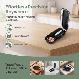 Black, Portable, Two-Part Pill Splitter, Pill Divider