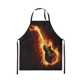 Homewish Sugar Skull Apron with Adjustable Neck Strap for Men Women Gothic Skeleton Floral Chef Apron, Yellow / Black