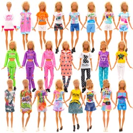 Barwa 10 Set Doll Clothes for 11.5 Inch Girl Doll Include 4 Fashion Dresses 1 Sport Wear 4 Tops and 4 Short Outfits 1 Casual Wear for 11.5 Inch Doll Clothes Set