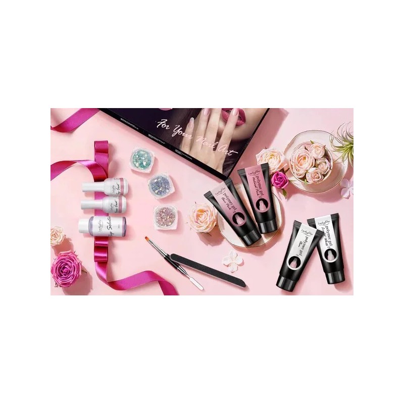 Luckyfine 4 PCS Poly Nail Gel Extension Kits for Starter