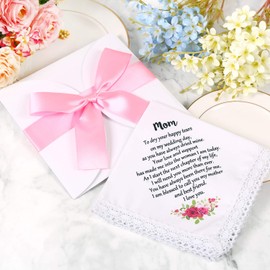Wedding Handkerchief for Bride's Mother, Mom Wedding Gift from Daughter, Keepsake Hankie for Mother (Mom)