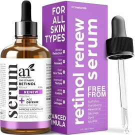 Art Naturals Suero de retinol mejorado 2,5 con 20 de vitamina C y ácido hialurónico 1 oz, el mejor suero antiarrugas y antienvejecimiento para rostro 