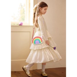 cotmcor Fleece Toddler Purse for Kids Gift Little Girls Purse Cute Plush Rainbow Crossbody Bag