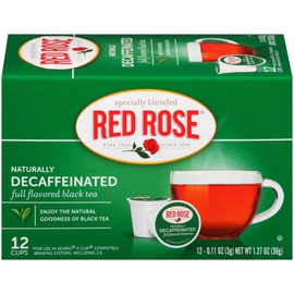 Red Rose Teas Black Teas, 72 Single Serve Cups K-Cup Pods for Keurig Coffee Maker, Naturally Decaffeinated