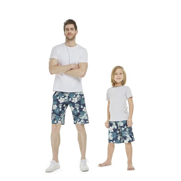 Father Son Matching Hawaiian Beach Board Shorts Swimwear Spandex in