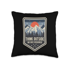 Smarty Pants Designs Think Outside No Box Required, Hiking, Camping, Outdoors Throw Pillow, 16x16, Multicolor