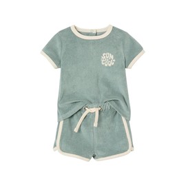 Vertbaudet Baby Terry Cloth Set T-Shirt & Shorts Grey Blue 62, grey, 62