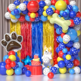 Paw or Hedgehog Birthday Decorations, 4 Pack Gold Red and Blue Birthday Party Supplies 3.3 x 6.6ft Tinsel Foil Fringe Curtains Photo Booth Props Backdrop Streamers, House Doorway Room Decor for Kids