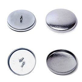 GETMORE Parts Buttons for Covering with Fabric - Button Blanks for Making Buttons, Two-Piece - Steel Base, Nickel-Plated Silver - Pack of 100 (28 / 18 mm)