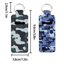 FREEBLOSS 2Pcs Chapstick Holder Keychain Lip Balm Holder Keychain Lightweight Lipstick Sleeve Pouch with Camouflage Pattern for Women Girls 1.5x3.8''