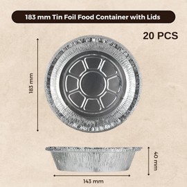 Homeshopa Aluminum Foil Pie Pan, 25 Pack Disposable Round Foil Flan Trays with Paper Lids, Durable Baking Dishes for Pie, Fruit Tarts, Quiche, Food Storage Takeaway Containeres, Oven & Freezer Safe